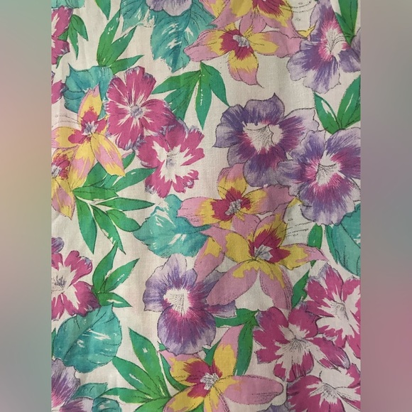 Cricket Lane Vintage Floral Button Down Short Sleeve Blouse Size XL Made in USA - Picture 3 of 4